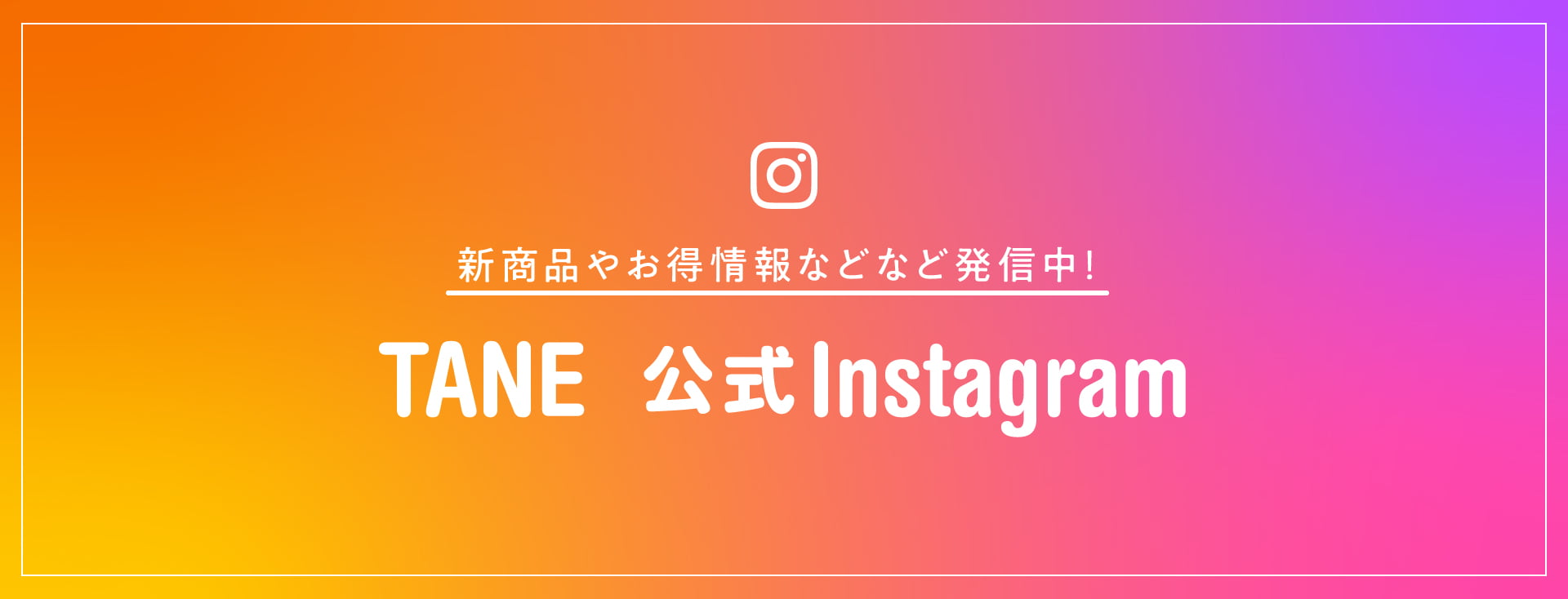 新商品やお得情報などなど発信中！TANE公式Instagram